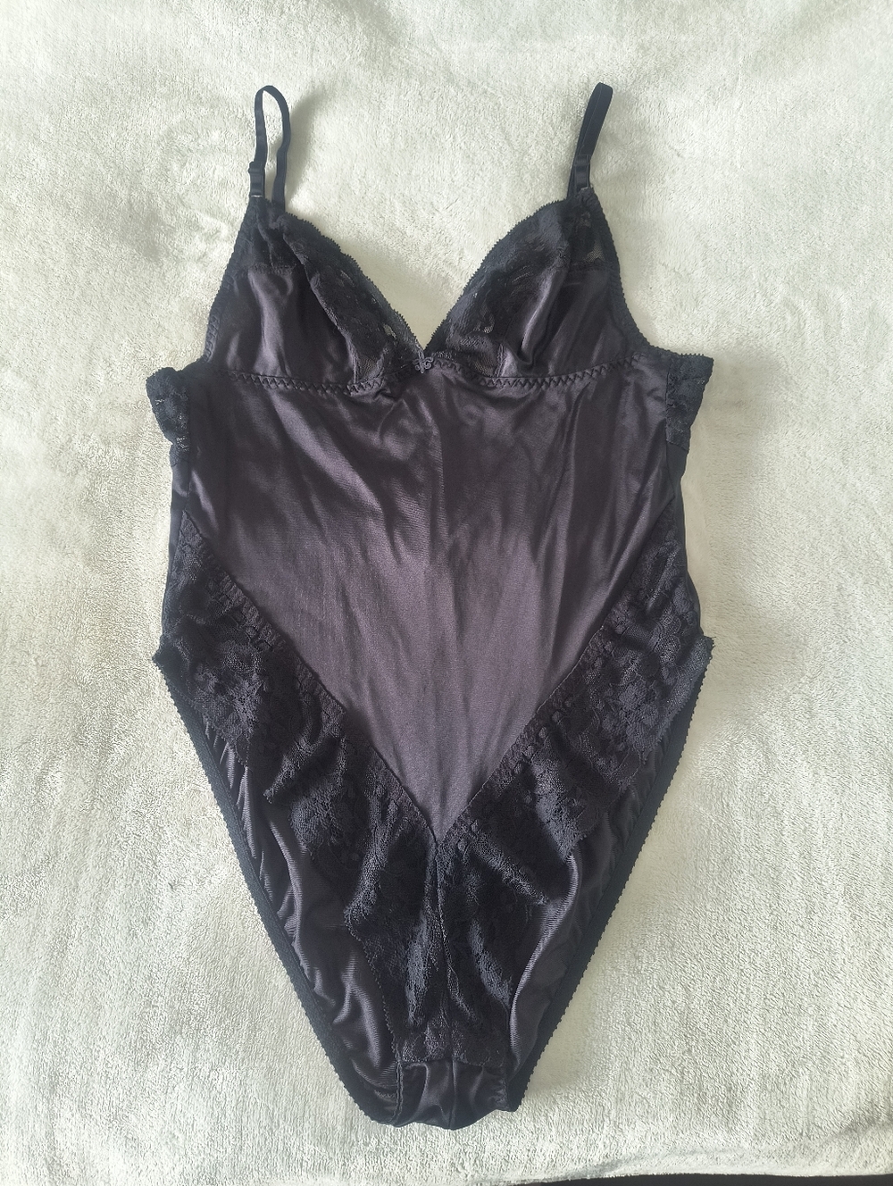 Vintage Lily Of France Black Lace Body Suit 36